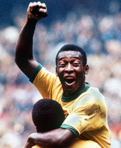 Pele celebrates scoring