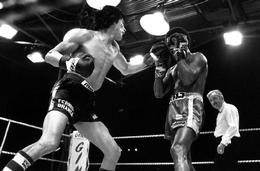 Carlos Monzon throws a left hook at Emile Griffith
