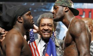 Don King behind Stiverne and Deontay Wilder