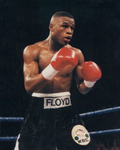 Young Floyd Mayweather in boxing ring